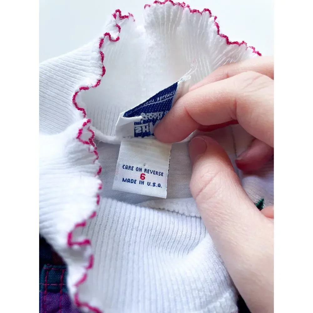 Vintage OshKosh B'Gosh Made in the USA Plaid Dress and White Long Sleeve Size 6
